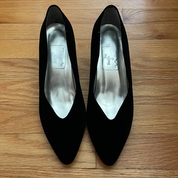 Nina Black Velvet Evening Dress Shoes - Picture 4 of 5